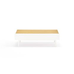 Houten salontafel in de kleur wit en eiken, 110 x 60 x 34 cm | Rand