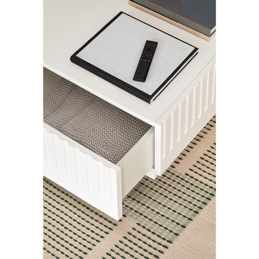 Witte en crèmekleurige houten salontafel, 110 x 60 x 28 cm | Dorisch