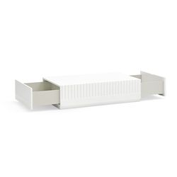 Witte en crèmekleurige houten salontafel, 110 x 60 x 28 cm | Dorisch