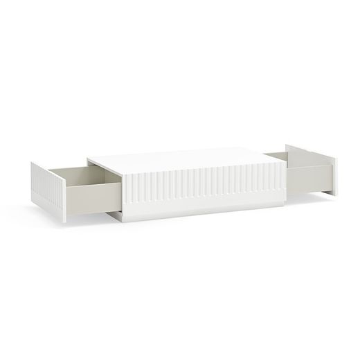 Witte en crèmekleurige houten salontafel, 110 x 60 x 28 cm | Dorisch