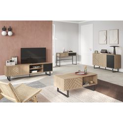 Table basse en bois naturel et noir, 110 x 55 x 45 cm | Madone