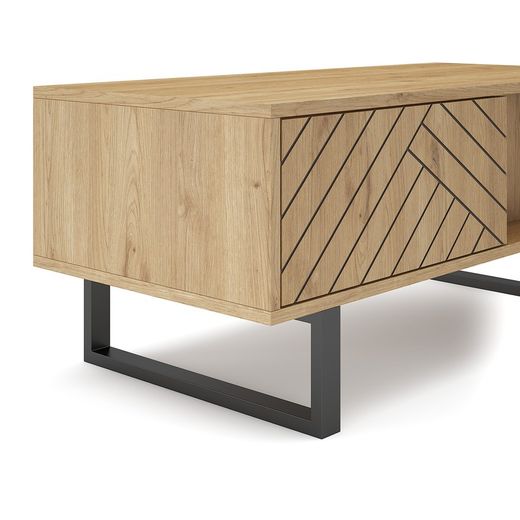 Table basse en bois naturel et noir, 110 x 55 x 45 cm | Madone