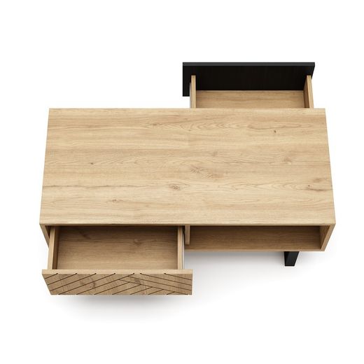 Table basse en bois naturel et noir, 110 x 55 x 45 cm | Madone