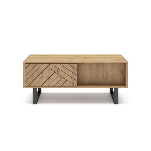 Table basse en bois naturel et noir, 110 x 55 x 45 cm | Madone