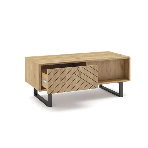 Table basse en bois naturel et noir, 110 x 55 x 45 cm | Madone