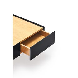 Couchtisch aus Holz in Schwarz und Eichenfarbe, 110 x 60 x 34 cm | Rand