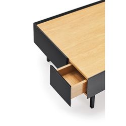 Couchtisch aus Holz in Schwarz und Eichenfarbe, 110 x 60 x 34 cm | Rand