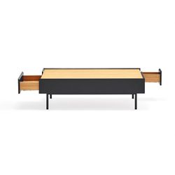 Couchtisch aus Holz in Schwarz und Eichenfarbe, 110 x 60 x 34 cm | Rand