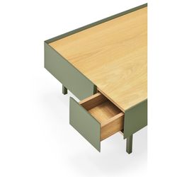 Couchtisch aus hellgrünem und Eichenholz, 110 x 60 x 34 cm | Rand