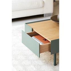 Couchtisch aus hellgrünem und Eichenholz, 110 x 60 x 34 cm | Rand