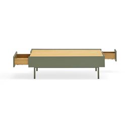 Mesa de centro de madera en verde claro y color roble, 110 x 60 x 34 cm | Arista