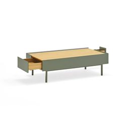 Mesa de centro de madera en verde claro y color roble, 110 x 60 x 34 cm | Arista