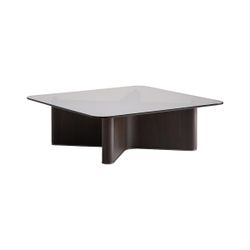 Mesa de centro de madera y cristal en marrón, 100 x 100 x 33 cm | Bransby