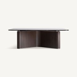 Mesa de centro de madera y cristal en marrón, 100 x 100 x 33 cm | Bransby