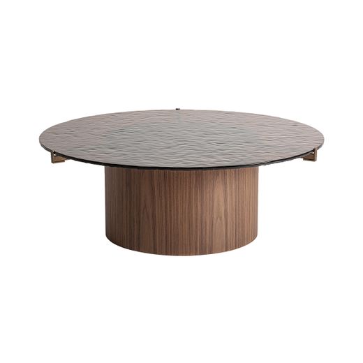 Mesa de centro  de madera y cristal en marrón, 100 x 100 x 36 cm | Giswil
