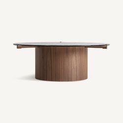 Mesa de centro de madera y cristal en marrón, 100 x 100 x 36 cm | Giswil