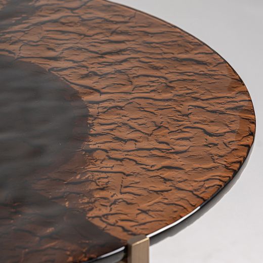 Mesa de centro de madera y cristal en marrón, 100 x 100 x 36 cm | Giswil