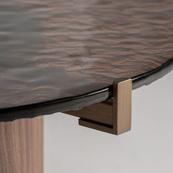 Mesa de centro de madera y cristal en marrón, 100 x 100 x 36 cm | Giswil