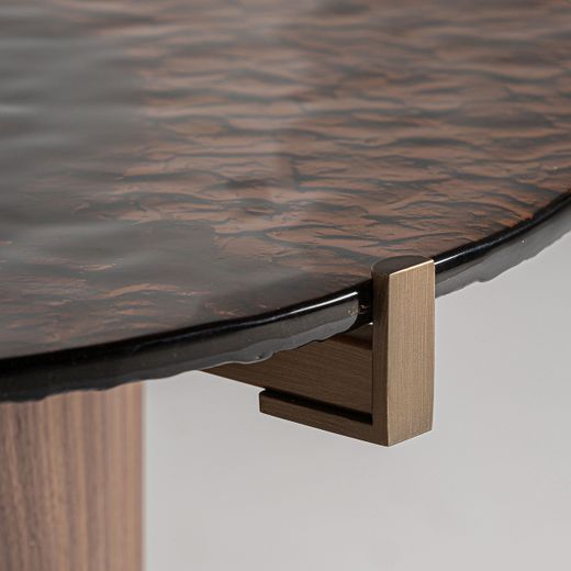 Mesa de centro de madera y cristal en marrón, 100 x 100 x 36 cm | Giswil
