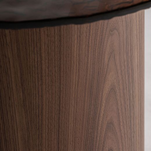 Mesa de centro de madera y cristal en marrón, 100 x 100 x 36 cm | Giswil