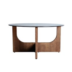 Mesa de centro de madera y cristal en marrón, 80 x 80 x 40 cm | Lubeca