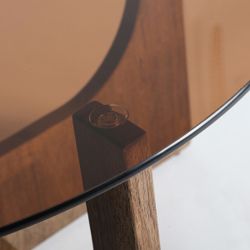 Mesa de centro de madera y cristal en marrón, 80 x 80 x 40 cm | Lubeca