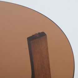 Mesa de centro de madera y cristal en marrón, 80 x 80 x 40 cm | Lubeca