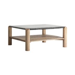 Mesa de centro de madera y cristal en marrón, 90 x 90 x 41 cm | Jacquard
