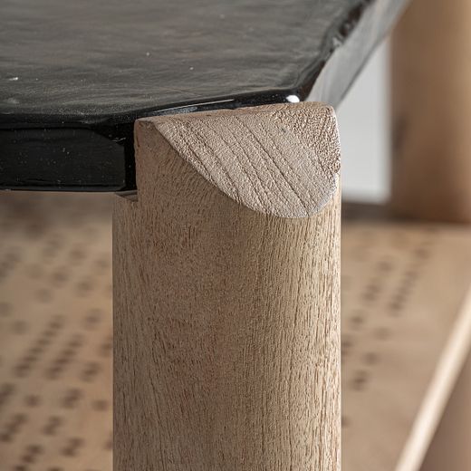Mesa de centro de madera y cristal en marrón, 90 x 90 x 41 cm | Jacquard