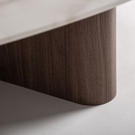 Mesa de centro de madera y mármol en marrón y blanco, 120 x 110 x 35 cm | Oyace