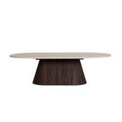 Mesa de centro de madera y mármol sintético en marrón, 130 x 70 x 35 cm | Verona