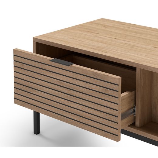 Couchtisch aus eichenfarbenem Holz und Metall, 110 x 55 x 28 cm | Ariel