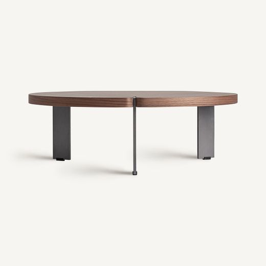 Mesa de centro de madera y metal en marrón, 75 x 75 x 25 cm | Geneiken