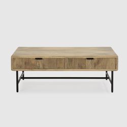 Salontafel van hout en metaal in naturel en zwart, 120 x 60 x 45 cm | Mundra