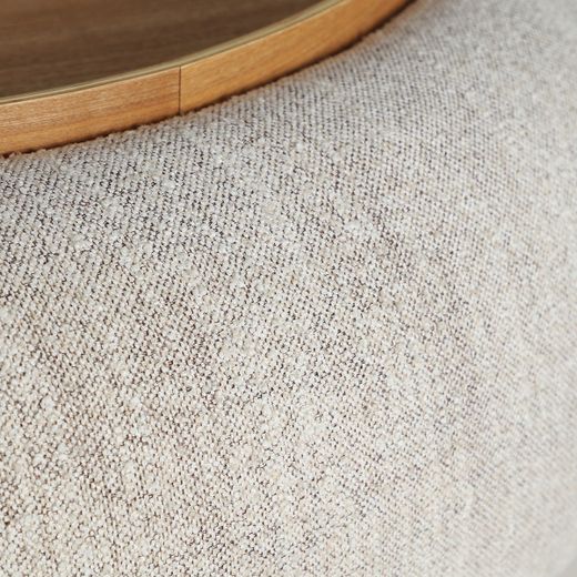 Mesa de centro de madera y tejido en beige, 102 x 102 x 34 cm | Sils