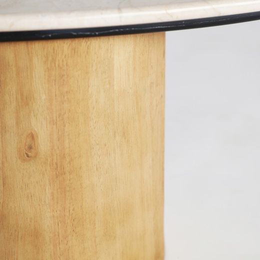Salontafel van marmer en beukenhout in beige en natuurlijke kleur, 73 x 41 x 34 cm | Lorach