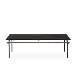 Soffbord i svart/guld marmor och järn, 122 x 61 x 37 cm