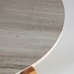 Tavolino da caffè in marmo e legno di caucciù nei colori beige e naturale, 73 x 70 x 42 cm | Hirson