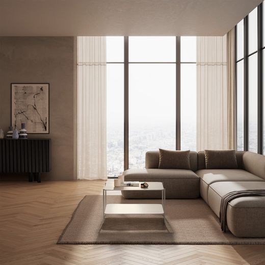 Beiger Metall-Couchtisch, 73,4 x 70 x 40 cm | Beatrix