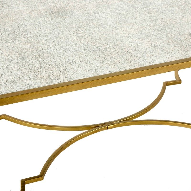 Gold metal coffee table, 132x71x42 cm — Qechic