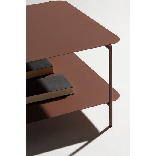 Table basse en métal couleur terre cuite, 73,4 x 70 x 40 cm | Beatrix
