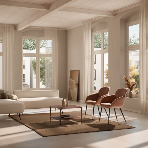 Table basse en métal couleur terre cuite, 73,4 x 70 x 40 cm | Beatrix