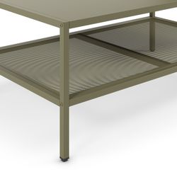 Grüner Couchtisch aus Metall, 100 x 60 x 40 cm | Fayna