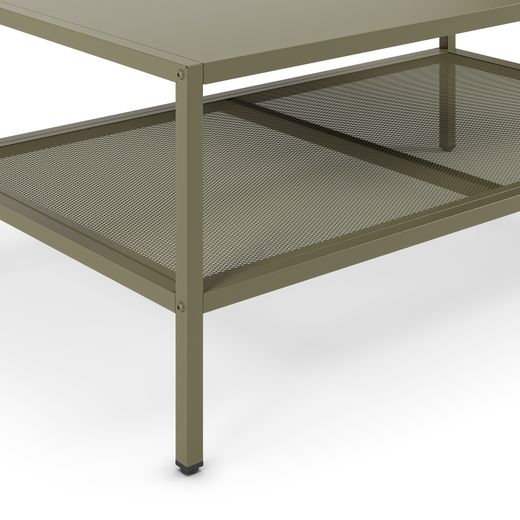 Grüner Couchtisch aus Metall, 100 x 60 x 40 cm | Fayna