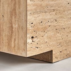 Mesa de centro de piedra en beige, 96 x 56 x 30 cm | Norddal