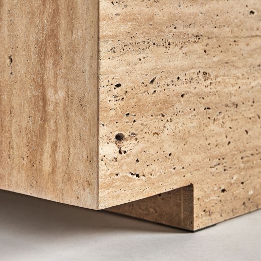 Mesa de centro de piedra en beige, 96 x 56 x 30 cm | Norddal