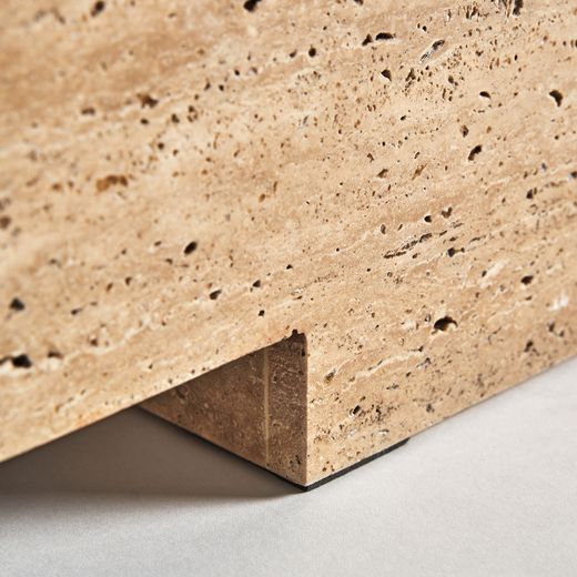 Mesa de centro de piedra en beige, 96 x 56 x 30 cm | Norddal