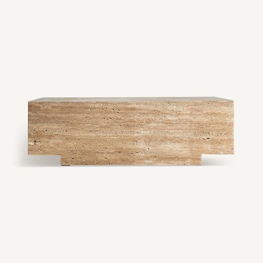 Mesa de centro de piedra en beige, 96 x 56 x 30 cm | Norddal
