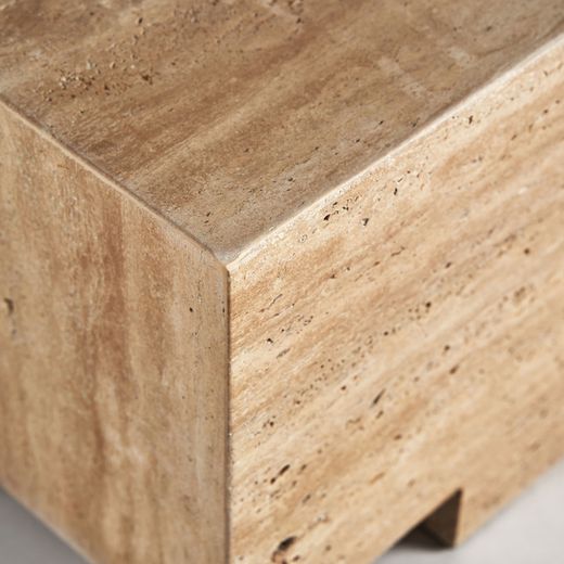 Mesa de centro de piedra en beige, 96 x 56 x 30 cm | Norddal