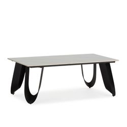 Witte salontafel van steen en metaal, 120 x 65 x 44,5 cm | Aila